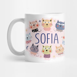 Sofia name with cartoon cats Mug